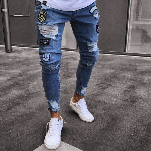 Hot Selling MEN'S Jeans with Holes Skinny Jeans S-4xl