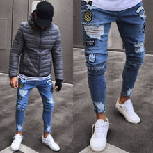 Load image into Gallery viewer, Thefound Mens Stretchy Ripped Skinny Biker Jeans Destroyed Taped Slim Fit Fashion Denim Pant USA